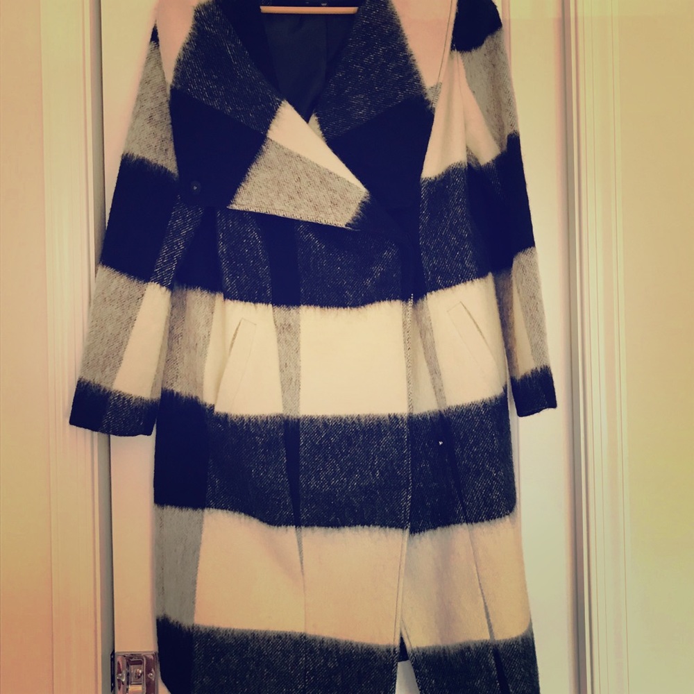 Checked black and white coat